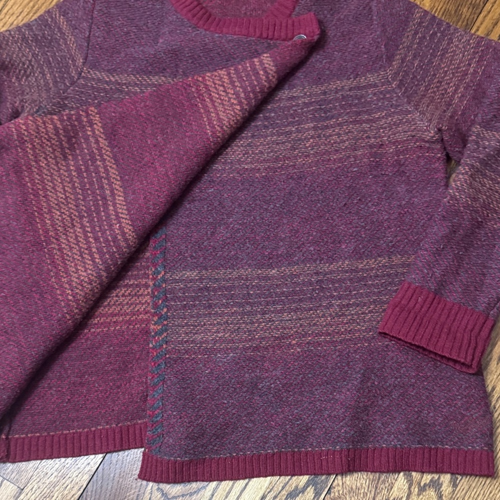 Woolrich Lambswool Cardigan Petite Asymmetrical Button Rustic Cabin Sweater SZ S - Picture 2 of 5